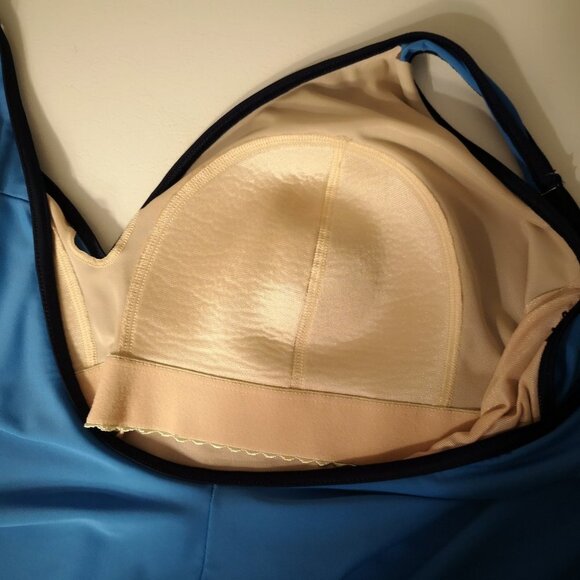 Christina Ladies Size 18W One Piece Blue with Navy Accents Bathing Suit - Picture 3 of 8